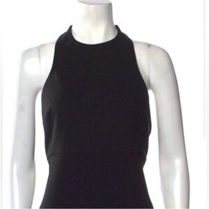 Vera Wang evening dress elegant long black sleeveless strappy back 4